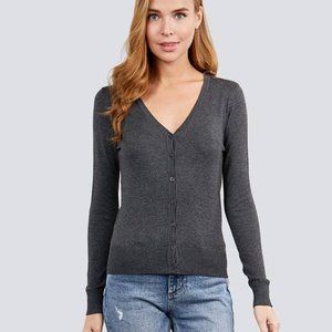 Long Sleeve V-neck Button Down Sweater Cardigan